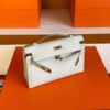 H Factory Bags Mini Kelly Pochette Swift Leather Cream Grey Gold Hardware 22cm Full Handmade