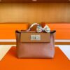 H Factory Bags Mini Kelly 2424 Evercolor Leather Gold Brown Silver Hardware 21cm Full Handmade