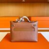 H Factory Bags Mini Kelly 2424 Evercolor Leather Gold Brown Silver Hardware 21cm Full Handmade