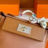 H Factory Bags Mini Kelly 2424 Evercolor Leather Gold Brown Silver Hardware 21cm Full Handmade