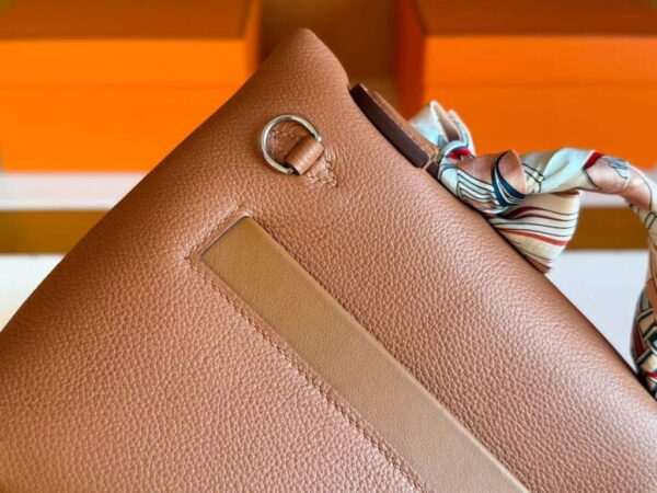 H Factory Bags Mini Kelly 2424 Evercolor Leather Gold Brown Silver Hardware 21cm Full Handmade