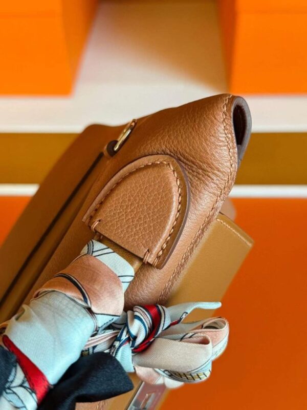 H Factory Bags Mini Kelly 2424 Evercolor Leather Gold Brown Silver Hardware 21cm Full Handmade