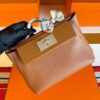 H Factory Bags Mini Kelly 2424 Evercolor Leather Gold Brown Silver Hardware 21cm Full Handmade