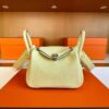 H Factory Bags Mini Lindy TC Leather Light Yellow Silver Hardware 19cm Full Handmade