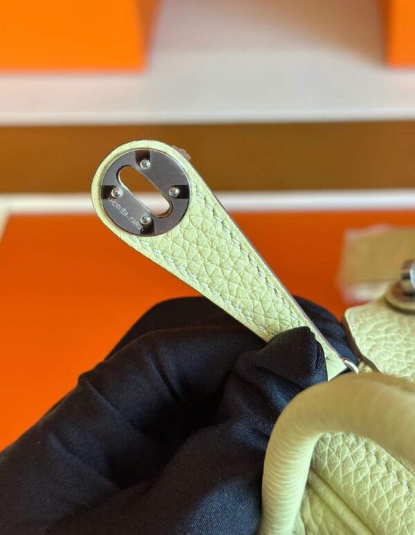 H Factory Bags Mini Lindy TC Leather Light Yellow Silver Hardware 19cm Full Handmade