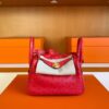 H Factory Bags Mini Lindy Ostrich Leather Bright Red Gold Hardware 19cm Full Handmade