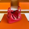 H Factory Bags Mini Lindy Ostrich Leather Bright Red Gold Hardware 19cm Full Handmade
