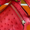 H Factory Bags Mini Lindy Ostrich Leather Bright Red Gold Hardware 19cm Full Handmade