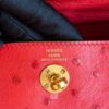 H Factory Bags Mini Lindy Ostrich Leather Bright Red Gold Hardware 19cm Full Handmade
