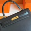 H Factory Bags Kelly Shiny box Leather CK89 Black Gold Hardware 25cm Full Handmade