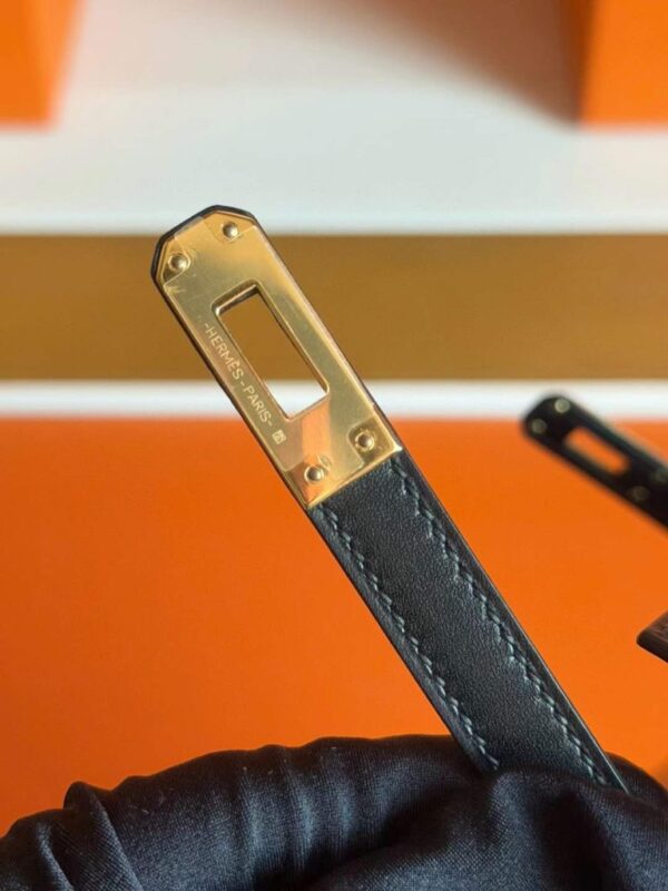 H Factory Bags Kelly Shiny box Leather CK89 Black Gold Hardware 25cm Full Handmade