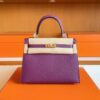 H Factory Bags Kelly Epsom Leather Anemone Purple Gold Hardware 25cm Full Handmade