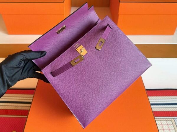 H Factory Bags Kelly Epsom Leather Anemone Purple Gold Hardware 25cm Full Handmade