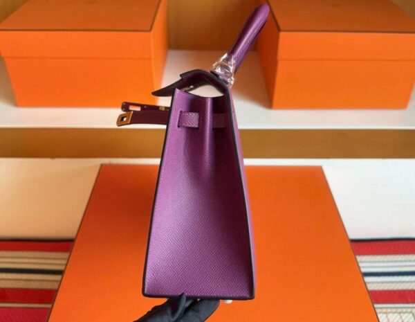 H Factory Bags Kelly Epsom Leather Anemone Purple Gold Hardware 25cm Full Handmade