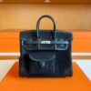 H Factory Bags Birkin Cargo Swift Leather & Canvas CK89 Black Silver Hardware 25cm Full Handmade