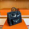 H Factory Bags Birkin Cargo Swift Leather & Canvas CK89 Black Silver Hardware 25cm Full Handmade