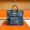 H Factory Bags Birkin Cargo Swift Leather & Canvas HO Deep Grey Silver Hardware 25cm Full Handmade
