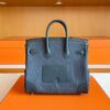 H Factory Bags Birkin Cargo Swift Leather & Canvas HO Deep Grey Silver Hardware 25cm Full Handmade