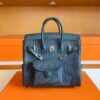 H Factory Bags Birkin Cargo Swift Leather & Canvas HO Deep Grey Silver Hardware 25cm Full Handmade