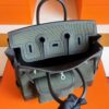 H Factory Bags Birkin Cargo Swift Leather & Canvas Ebony & Bronze Color Silver Hardware 25cm Full Handmade