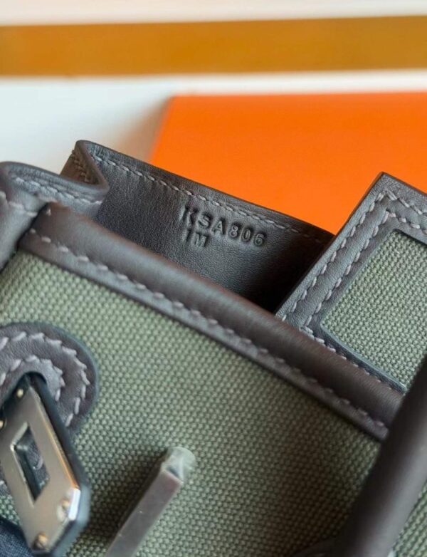 H Factory Bags Birkin Cargo Swift Leather & Canvas Ebony & Bronze Color Silver Hardware 25cm Full Handmade