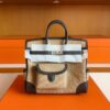 H Factory Bags Birkin Cargo Swift Leather & Canvas CK19 Deep Grey & 4C Khaki Silver Hardware 25cm Full Handmade