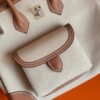 H Factory Bags Birkin Cargo Swift Leather & Canvas Golden Brown & White Silver Hardware 25cm Full Handmade