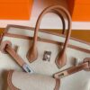H Factory Bags Birkin Cargo Swift Leather & Canvas Golden Brown & White Silver Hardware 25cm Full Handmade