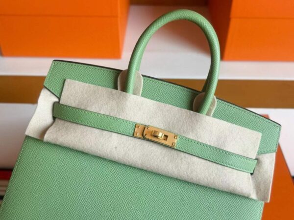 H Factory Bags Birkin Epsom Leather Avocado Green Gold Hardware 25cm Full Handmade
