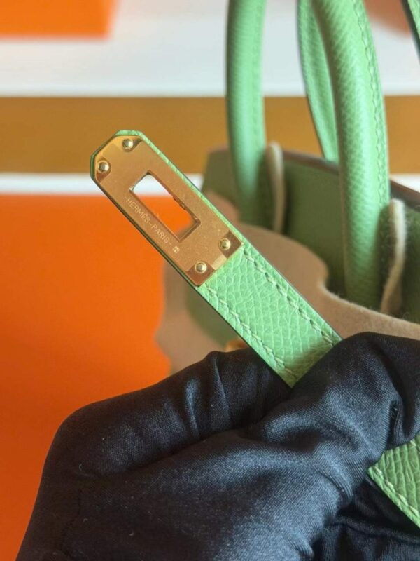 H Factory Bags Birkin Epsom Leather Avocado Green Gold Hardware 25cm Full Handmade