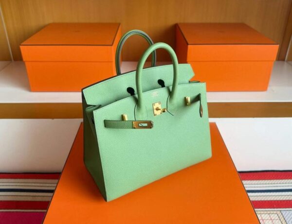 H Factory Bags Birkin Epsom Leather Avocado Green Gold Hardware 25cm Full Handmade