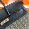 H Factory Bags Birkin toile Swift Leather & Grid Canvas Black Silver Hardware 25cm Full Handmade