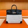 H Factory Bags Birkin toile Swift Leather & Grid Canvas Black & White Silver Hardware 25cm Full Handmade