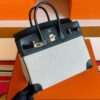 H Factory Bags Birkin toile Swift Leather & Grid Canvas Black & White Silver Hardware 25cm Full Handmade