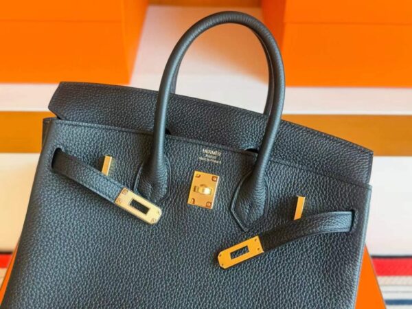 H Factory Bags Birkin Togo Leather CK89 Black Gold Hardware 25cm Full Handmade