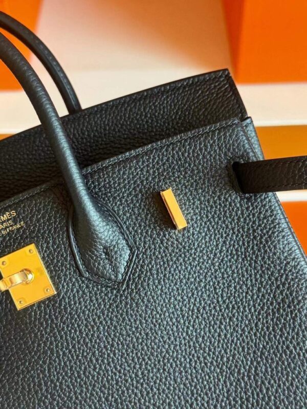 H Factory Bags Birkin Togo Leather CK89 Black Gold Hardware 25cm Full Handmade