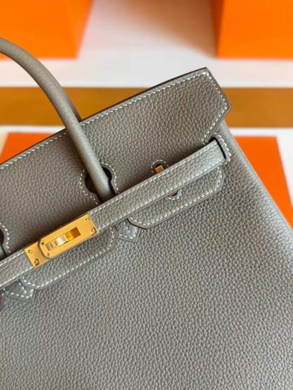 H Factory Bags Birkin Togo Leather Etoupe Grey Gold Hardware 25cm Full Handmade