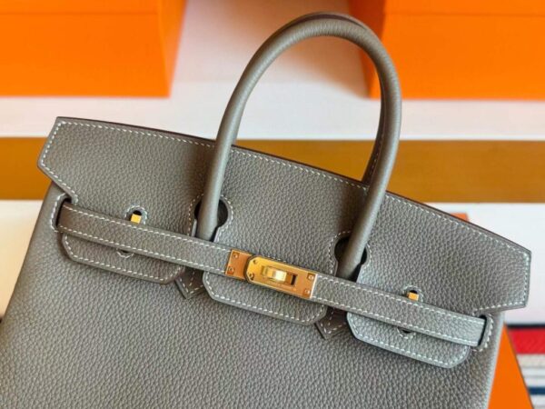 H Factory Bags Birkin Togo Leather Etoupe Grey Gold Hardware 25cm Full Handmade