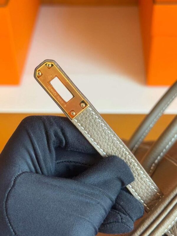 H Factory Bags Birkin Togo Leather Etoupe Grey Gold Hardware 25cm Full Handmade