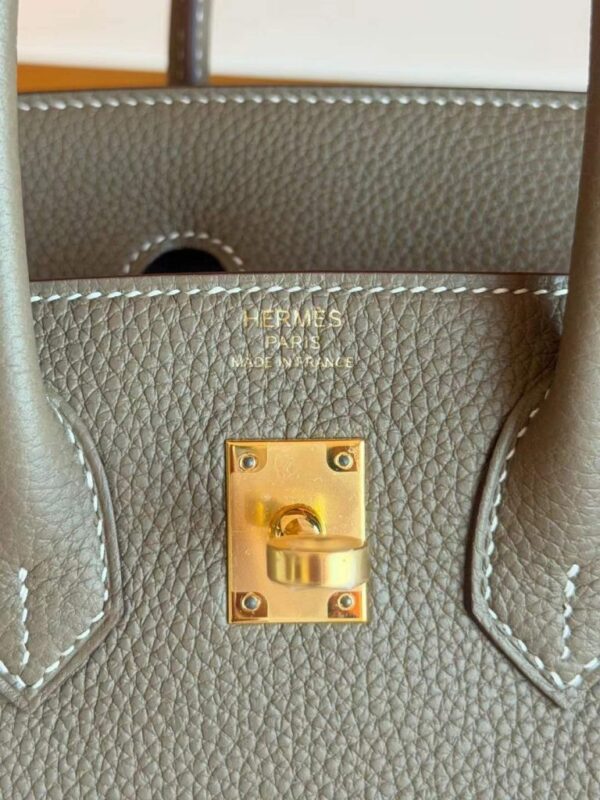 H Factory Bags Birkin Togo Leather Etoupe Grey Gold Hardware 25cm Full Handmade