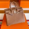 H Factory Bags Birkin Togo Leather Golden Brown Silver Hardware 25cm Full Handmade