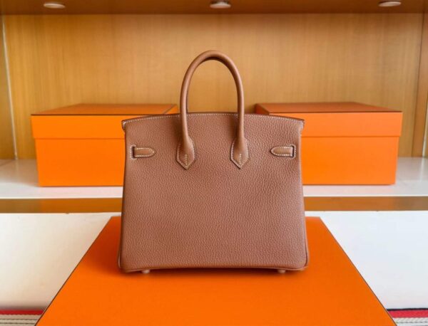 H Factory Bags Birkin Togo Leather Golden Brown Gold Hardware 25cm Full Handmade