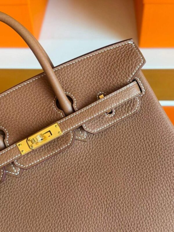 H Factory Bags Birkin Togo Leather Golden Brown Gold Hardware 25cm Full Handmade
