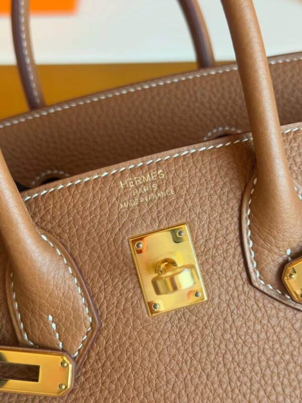 H Factory Bags Birkin Togo Leather Golden Brown Gold Hardware 25cm Full Handmade
