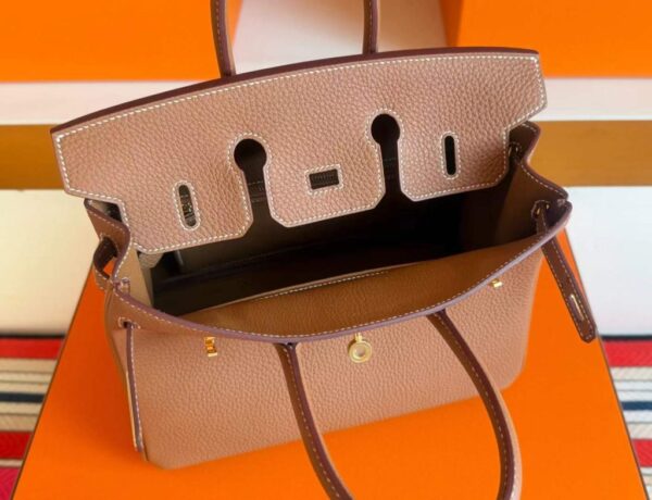 H Factory Bags Birkin Togo Leather Golden Brown Gold Hardware 25cm Full Handmade