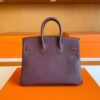 H Factory Bags Birkin Togo Leather Dark Purple Red Silver Hardware 25cm Full Handmade