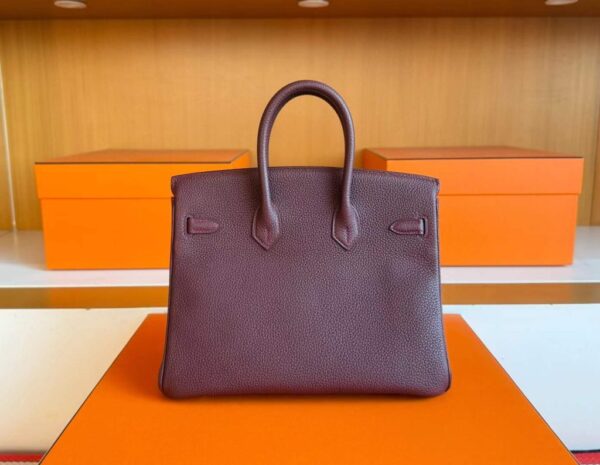H Factory Bags Birkin Togo Leather Dark Purple Red Silver Hardware 25cm Full Handmade
