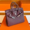 H Factory Bags Birkin Togo Leather Dark Purple Red Silver Hardware 25cm Full Handmade