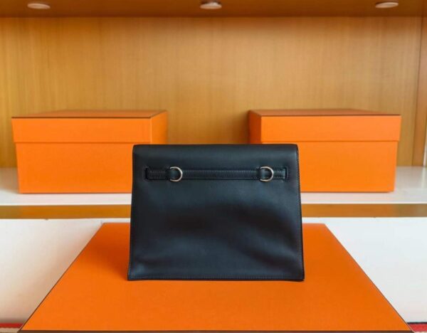 H Factory Bags Kelly Dance Swift Leather CK89 Black Silver Hardware 22cm Full Handmade