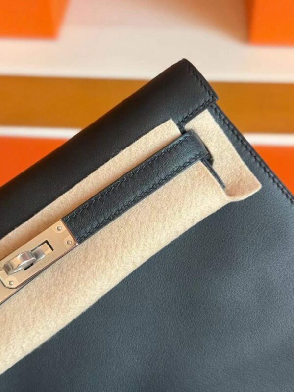 H Factory Bags Kelly Dance Swift Leather CK89 Black Silver Hardware 22cm Full Handmade